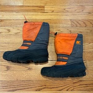 Sorel Kids' Vibrant Orange and Charcoal Snow Boots